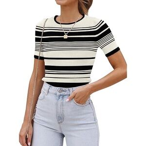 Striped Black and White Sweater Top